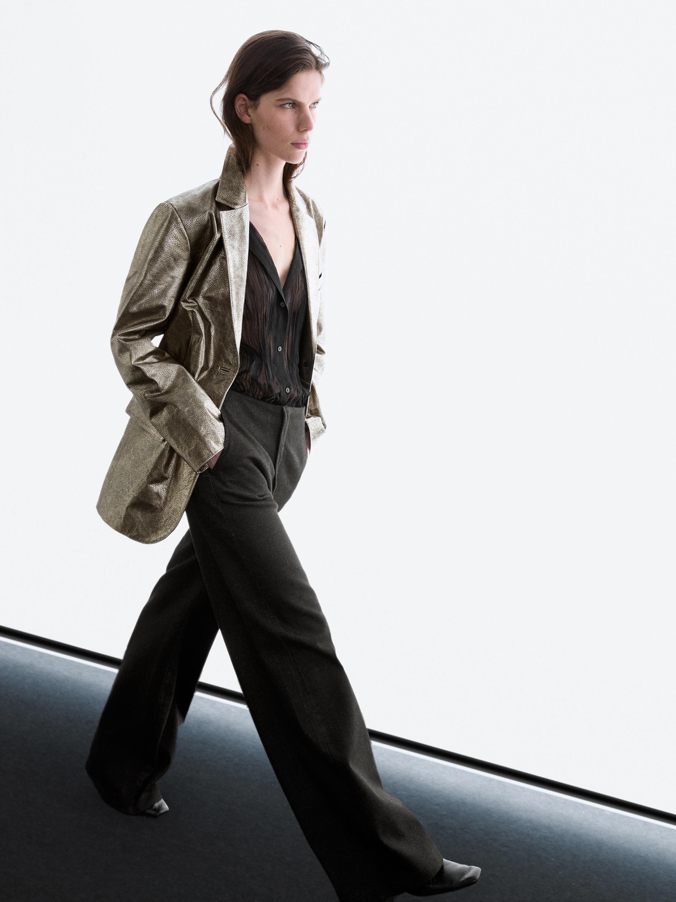 Metallic nappa leather blazer